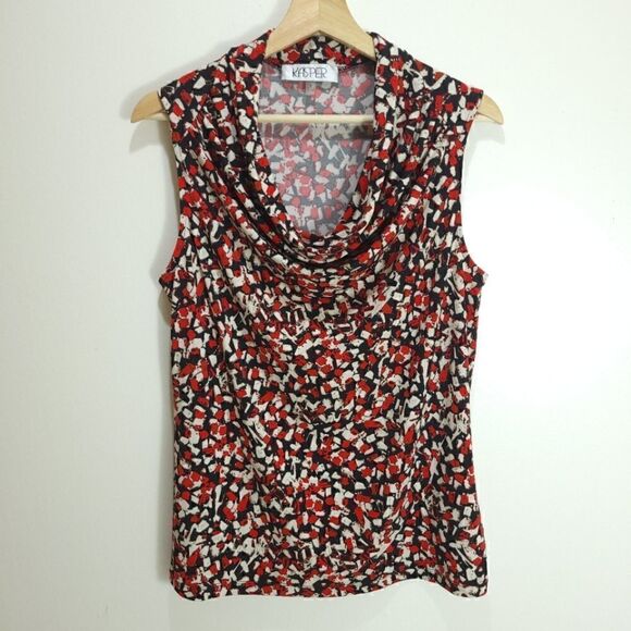 NWOT Kasper NY Abstract Drape Neck Art Top - Picture 1 of 11